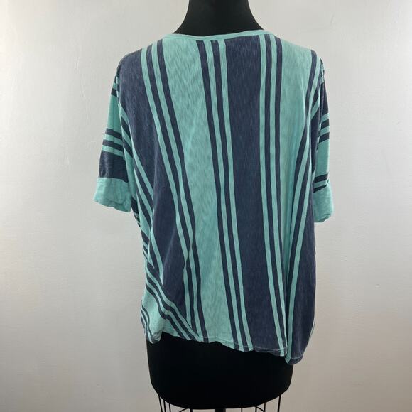 SPLENDID Blue Striped Cottom Flowy Assymetric Top Shirt Size L Large - Picture 5 of 10
